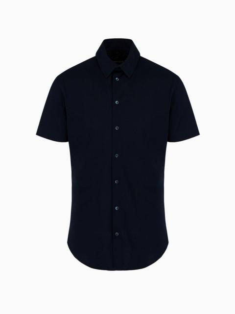 GIORGIO ARMANI Short-sleeved, cotton-jersey shirt