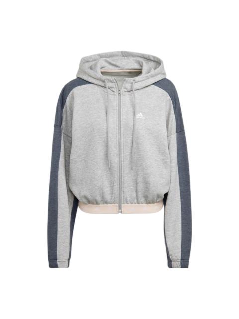 adidas (WMNS) adidas Hyperglam French Terry Hooded Jacket 'Grey' HZ9668