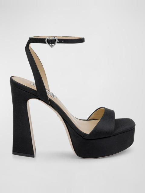 BADGLEY MISCHKA Caia Crystal Heart Platform Sandals