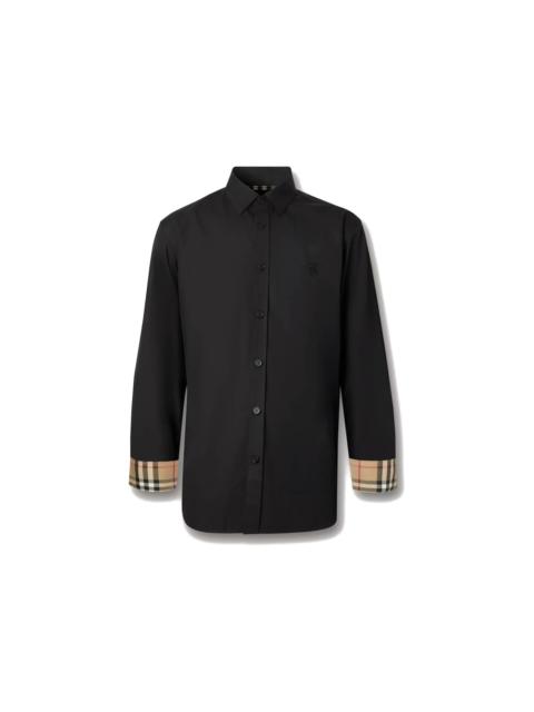 Burberry Burberry Slim Fit Monogram Motif Stretch Cotton Poplin Shirt Black