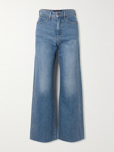 VERONICA BEARD Taylor Frayed High-rise Wide-leg Jeans