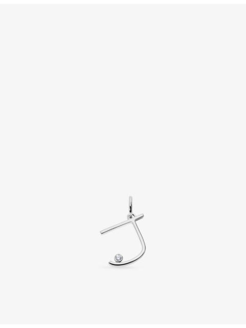 MONICA VINADER Initial J Solitaire Lab-Grown Diamond and Sterling Silver Pendant Charm
