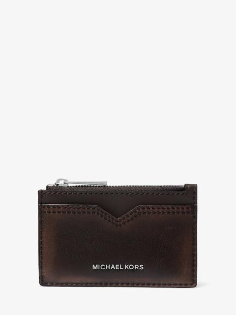 MICHAEL KORS Hudson Burnished Leather Card Case