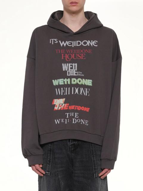 We11done Multi Logo Print Hoodie in Grey