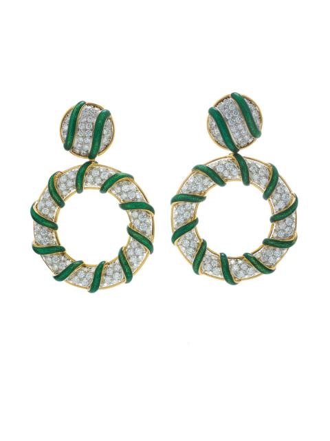 DAVID WEBB Green Candy Stripe Earrings