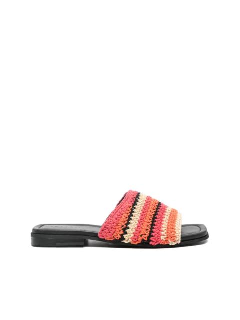 INUIKII striped crochet flat sandals