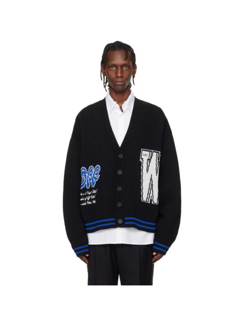 Off-White Black '00' Glide Diagonal Varsity Knit Cardigan