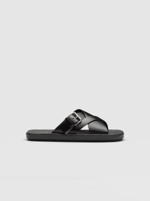Prada Brushed leather slides