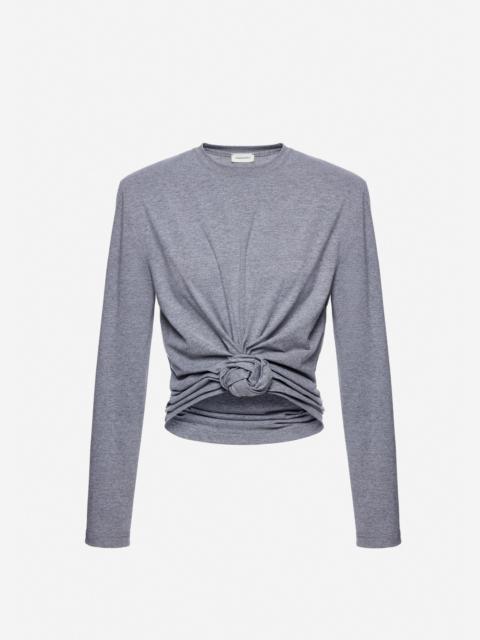 MAGDA BUTRYM Knotted longsleeve jersey blouse in grey