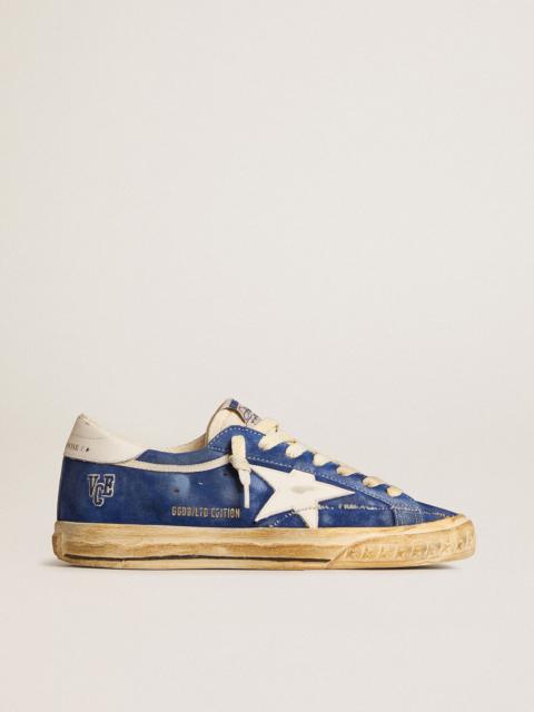 Golden Goose 화이트 가죽 스타와 힐 탭과 푸른 스웨이드의 슈퍼 스타