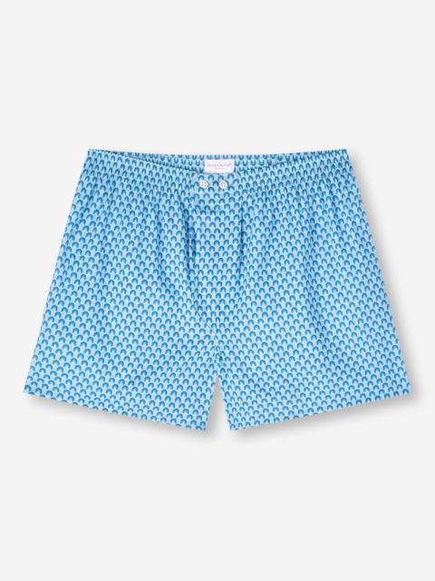 Derek Rose Men's Classic Fit Boxers Ledbury 65 Cotton Batiste Blue