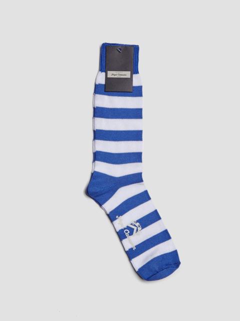 Cotton Stripe Socks in Blue/White