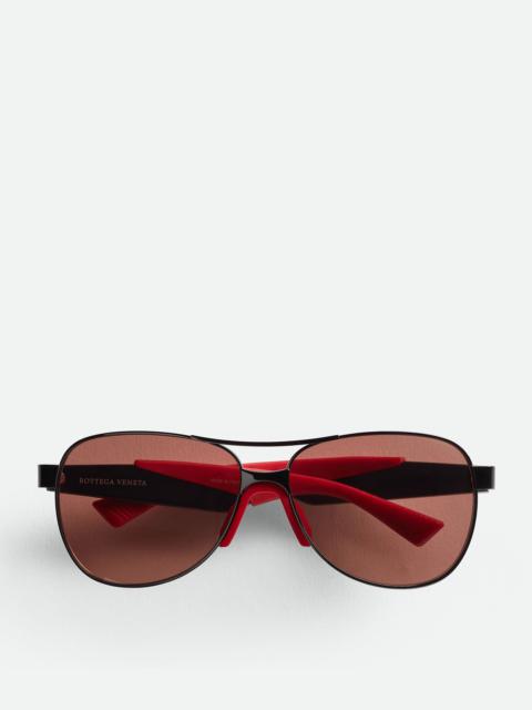 Bottega Veneta Mitre Metal Aviator Sunglasses