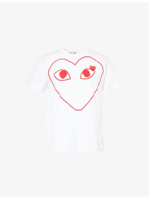 Comme des Garçons PLAY Heart-Embroidered Knitted Wool Cardigan