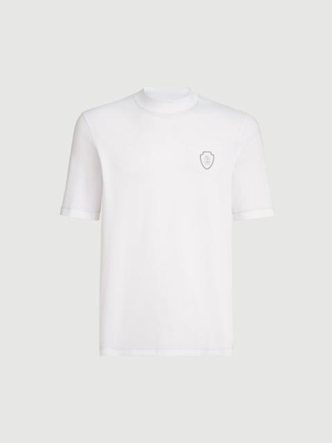 Brunello Cucinelli Techno piqué mock neck T-shirt with logo
