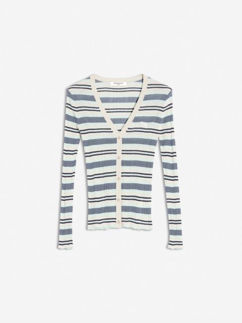 Maison Kitsuné FINE RIB STRIPED CARDIGAN