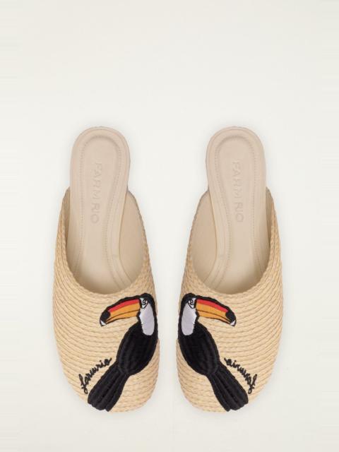 FARM RIO Raffia Embroidered Icons Mule