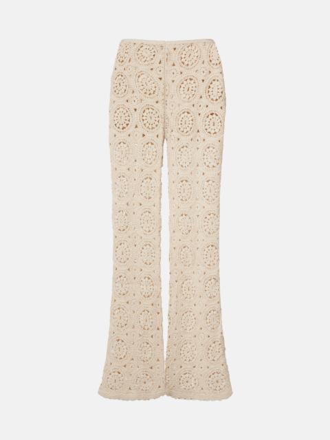 FRAME The Crochet cotton wide-leg pants