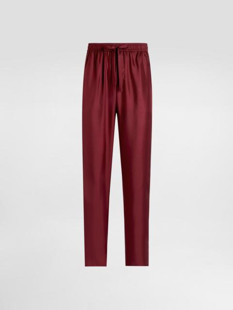 Dolce & Gabbana Silk pajama pants with logo embroidery