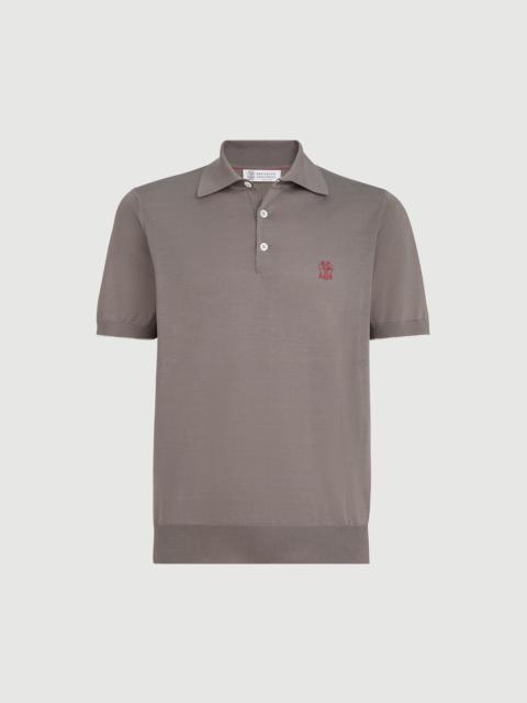 Brunello Cucinelli Cotton lightweight knit polo shirt with logo