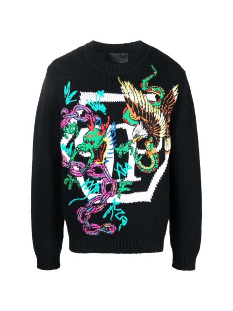 PHILIPP PLEIN patterned intarsia-knit jumper