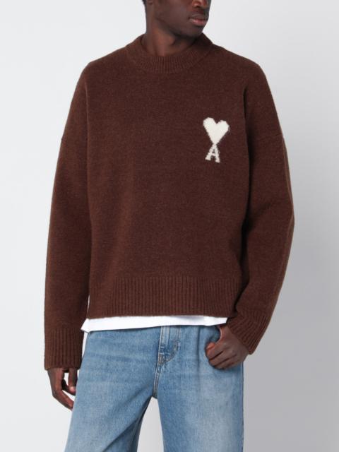 AMI Paris Brown Ami de Coeur wool sweater