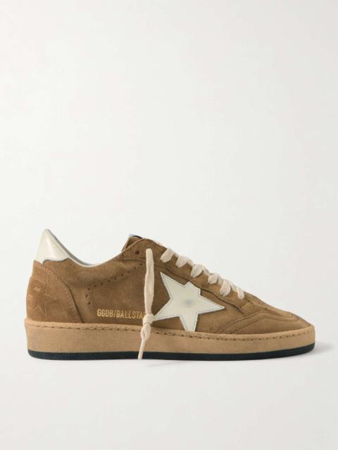 Ball Star distressed leather-trimmed suede sneakers