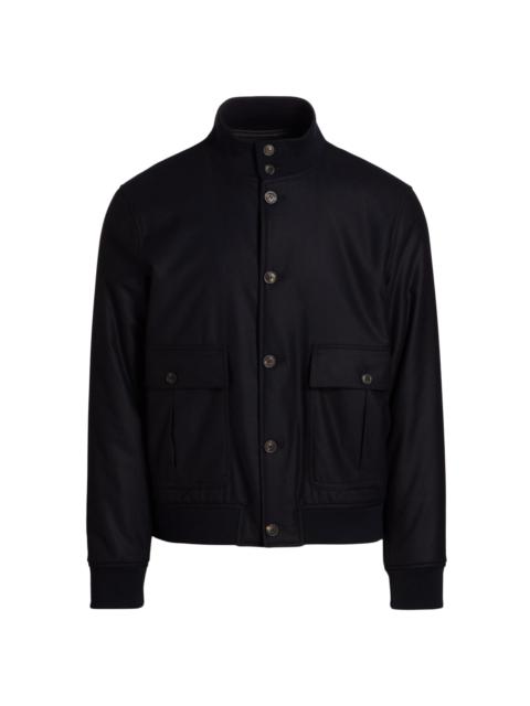EMPORIO ARMANI Men's Wool Bomber Jacket - Dark Navy