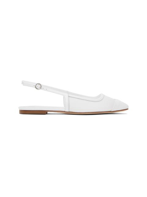 Aeyde White Geraldine Mesh Toe-Cap Ballerina Flats