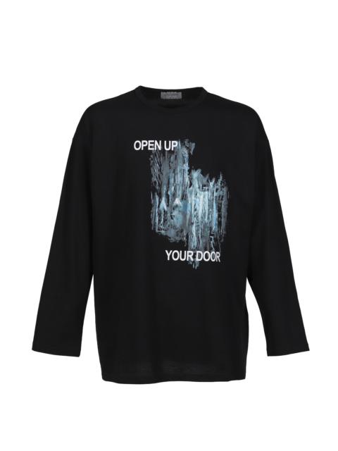 Yohji Yamamoto L/S PRINT T-SHIRT / BLK