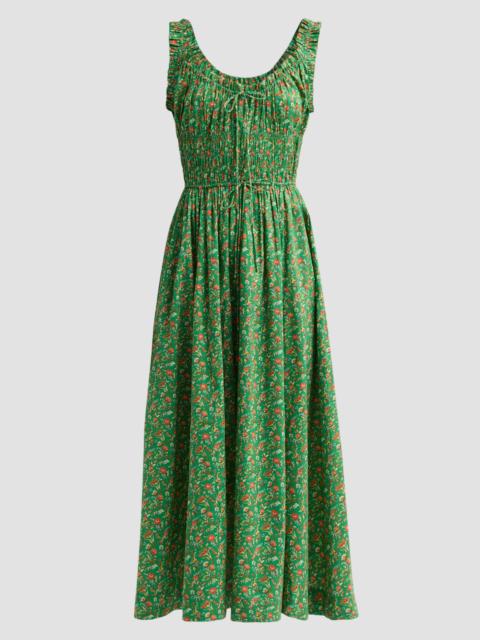DÔEN Women's Emmaretta Floral Cotton Dress - Emerald Jardin Du Chateau