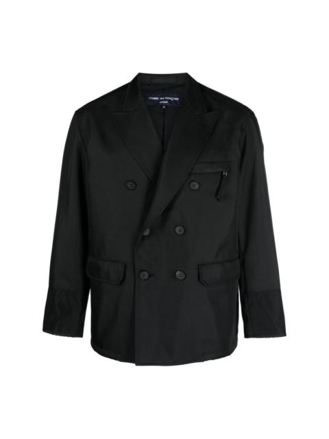 panelled twill double-breasted blazer