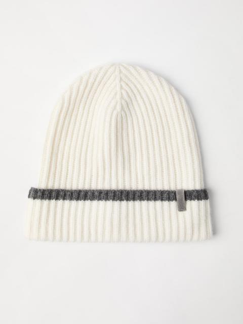Brunello Cucinelli Cashmere English rib knit beanie with monili