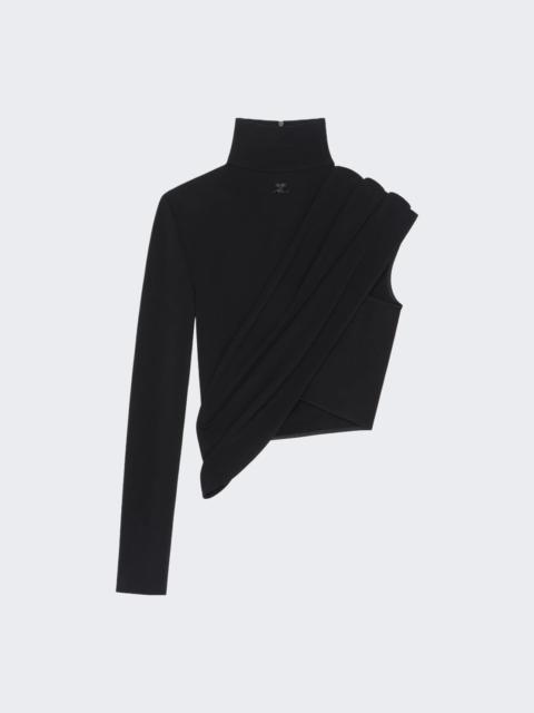 courrèges Asymmetrical Twist Jersey Top Black