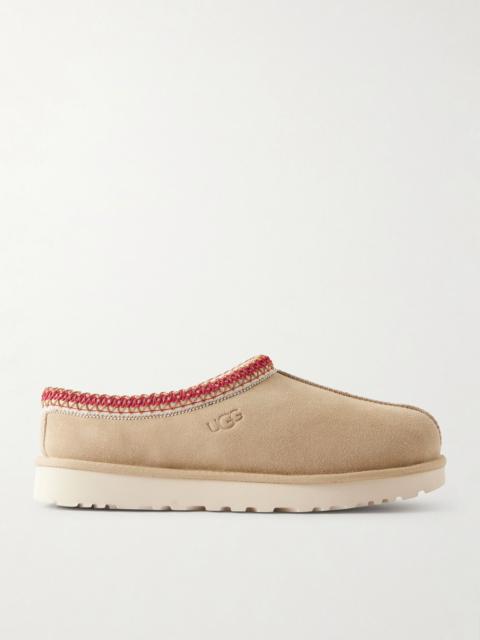 UGG Tasman II shearling-lined embroidered suede slippers Beige
