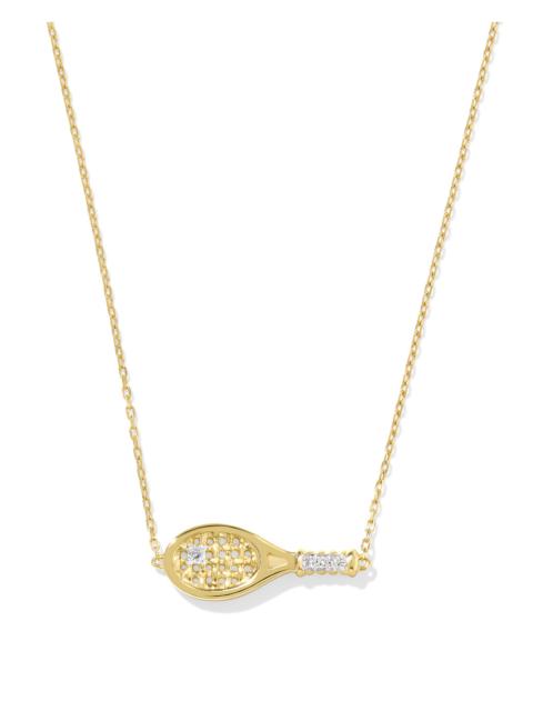KENDRA SCOTT Diamond Accent Tennis Racket 14k Yellow Gold Necklace