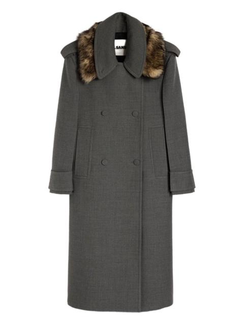 Jil Sander fur collar double-breasted coat