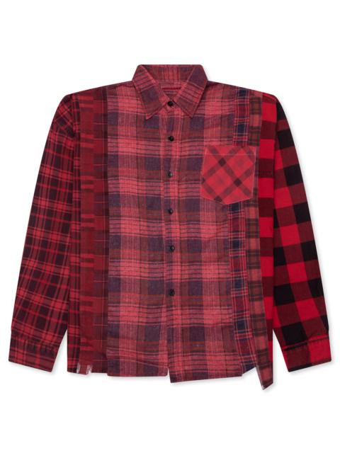 NEEDLES OVER DYE 7 CUTS WIDE SHIRT - RED