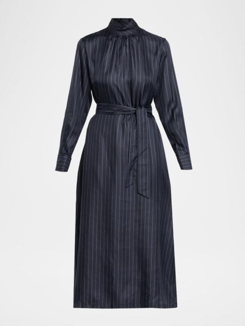 Max Mara Sabbia Pinstripe Silk Midi Dress