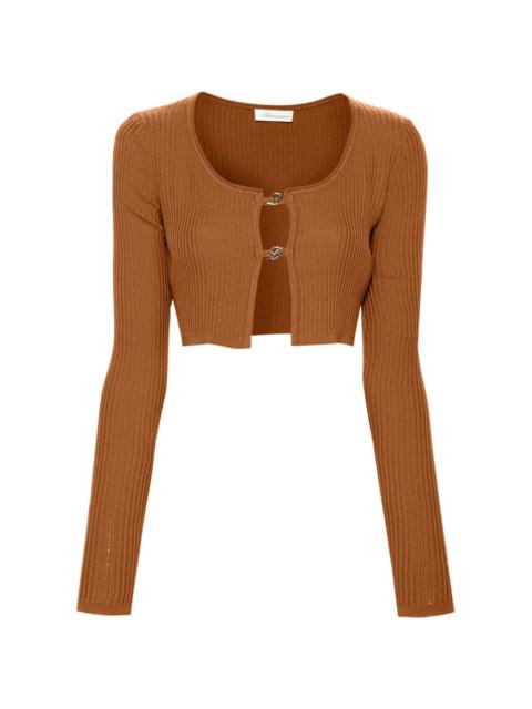 cropped ribbed-knit cardigan