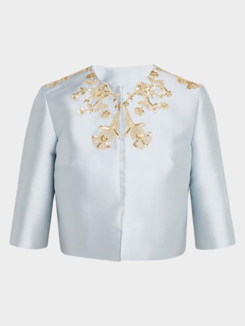 REEM ACRA Embellished Silk Bolero Jacket