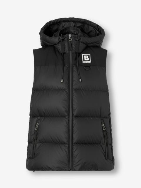 Burberry Letter Graphic Appliqué Hooded Puffer Gilet