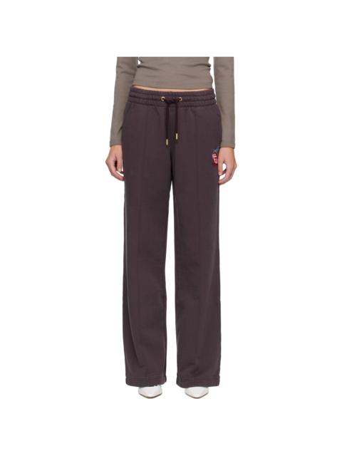 CASABLANCA Purple Dragonfly Floral Open Hem Sweatpants