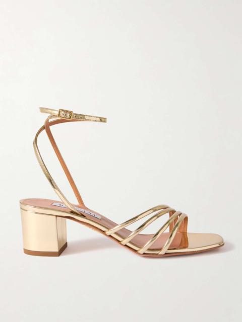 AQUAZZURA Latour 50mm metallic leather sandals Gold
