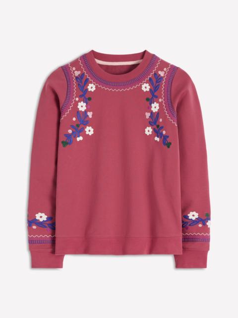 BODEN Hannah Embroidered Sweatshirt-Earth Red, Multi Floral