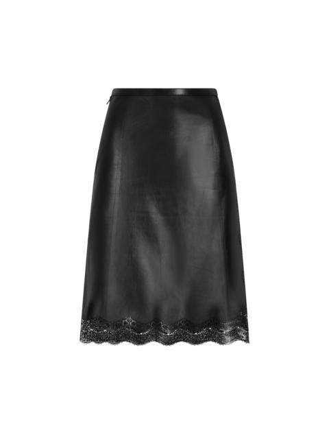 TOM FORD SMOOTH AND LACEWORK LEATHER LINGERIE SKIRT