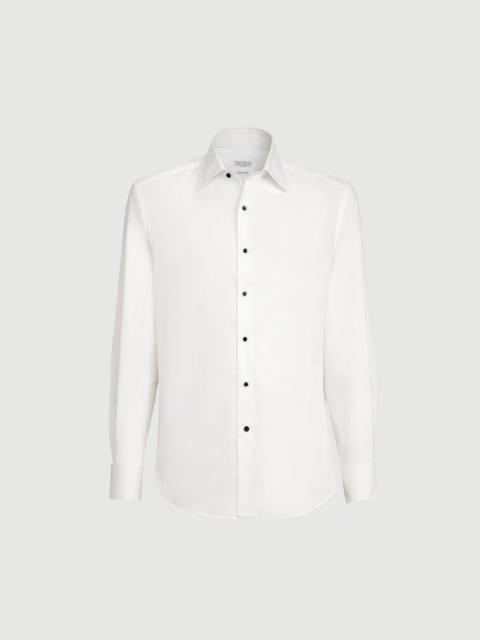 Brunello Cucinelli Sea Island cotton twill slim fit tuxedo shirt with spread collar