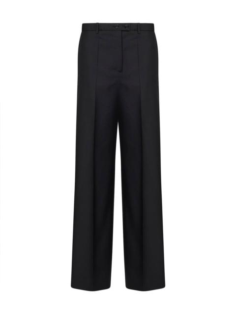 Jil Sander Black wool-mohair canvas wide-leg trousers