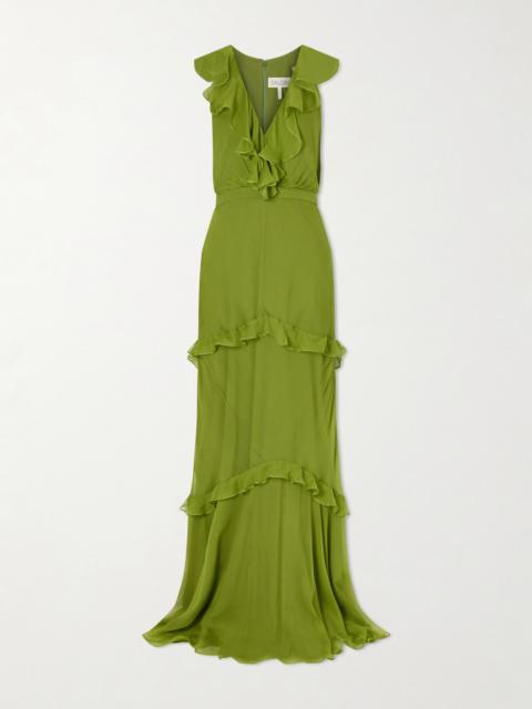 SALONI Rita Gathered Ruffled Silk Gown