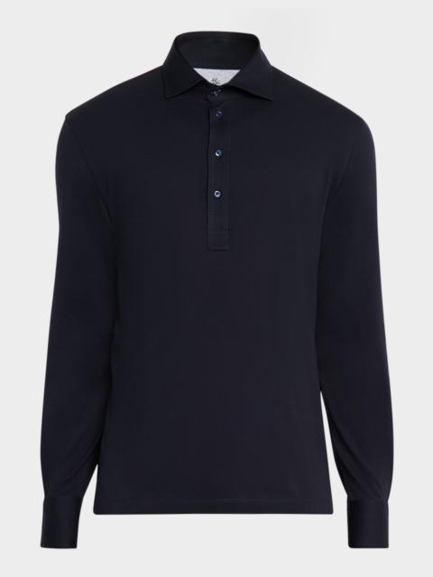 Brunello Cucinelli Men's Cotton Long-Sleeve Polo Shirt